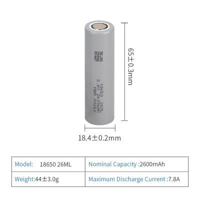 2600mAh ली आयन सिलेंडर रिचार्जेबल बैटरी 18650 ली आयन कम तापमान