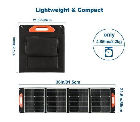 आसान भंडारण और परिवहन के लिए 200W मोनोक्रिस्टलीय सिलिकॉन फोल्डेबल सोलर पैनल