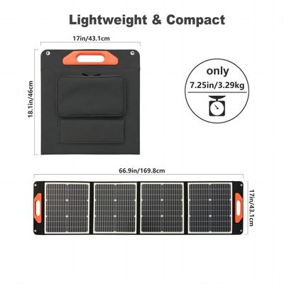 कैम्पिंग यात्रा 100W फोल्डेबल सौर पैनल 12V आउटपुट चार्जर सीई प्रमाणित