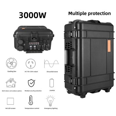 3000W LiFePO4 मोबाइल पावर स्टेशन बालकनी और घर के लिए पोर्टेबल ऊर्जा भंडारण