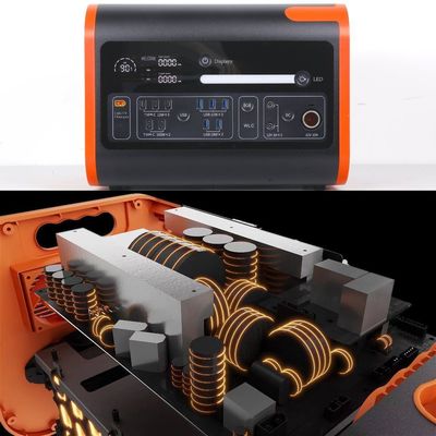 2200W40ah वायरलेस चार्जिंग सोलर एनर्जी स्टोरेज पावर स्टेशन गर्म नारंगी में काले रंग के साथ