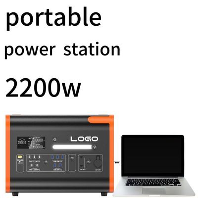 2200W110/220V ऑरेंज ब्लैक के साथ साइलेंट आउटडोर होम आपातकालीन बिजली स्टेशन और टिकाऊ