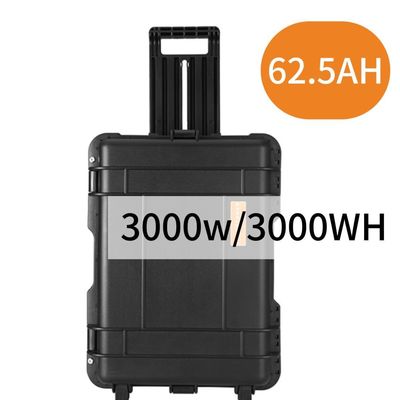 3000W/62.5ah उच्च क्षमता के साथ ब्लैक वेयर-प्रतिरोधी अग्निरोधक पोर्टेबल पावर स्टेशन