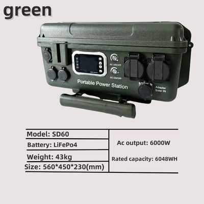 उच्च शक्ति वाला एसी पोर्टेबल रिचार्जेबल 6000W 6048wh ऊर्जा बिजली स्टेशन टाइप-सी 65W के साथ