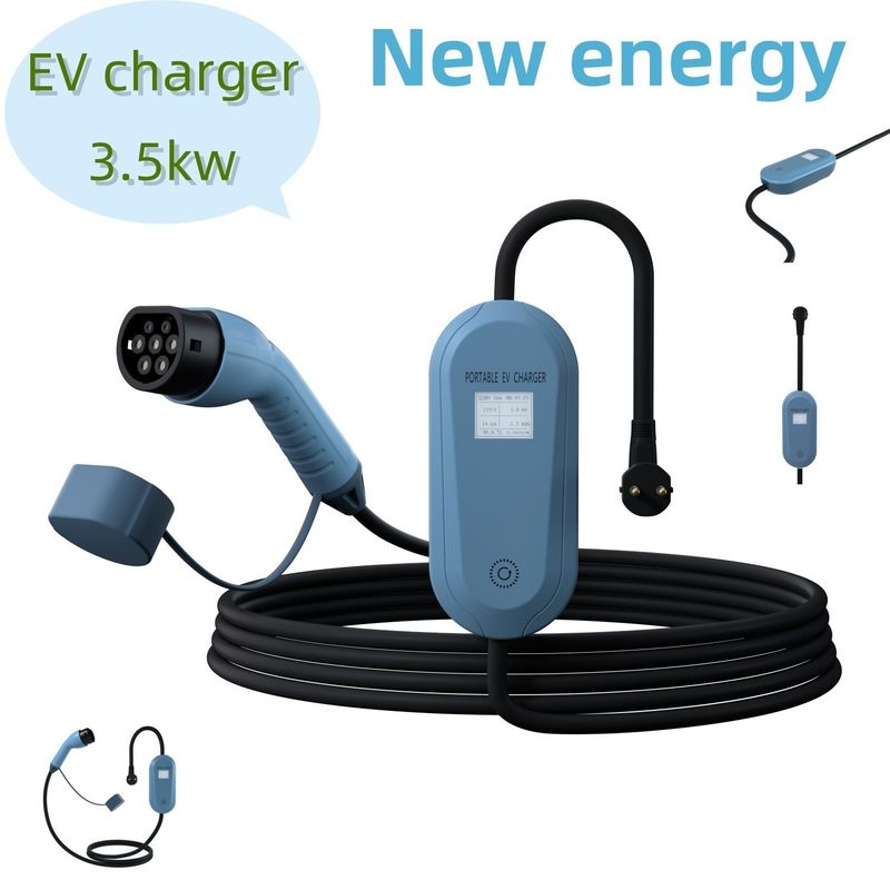 सड़क किनारे उपयोग के लिए ब्लू पोर्टेबल ईवी चार्जिंग स्टेशन 3.5kw मोबाइल ईवी चार्जर