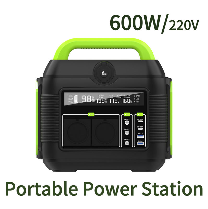 साहसिक शिविर के लिए पुनर्नवीनीकरण योग्य 500W पावर बैंक 600W आउटडोर पोर्टेबल लिथियम स्टेशन