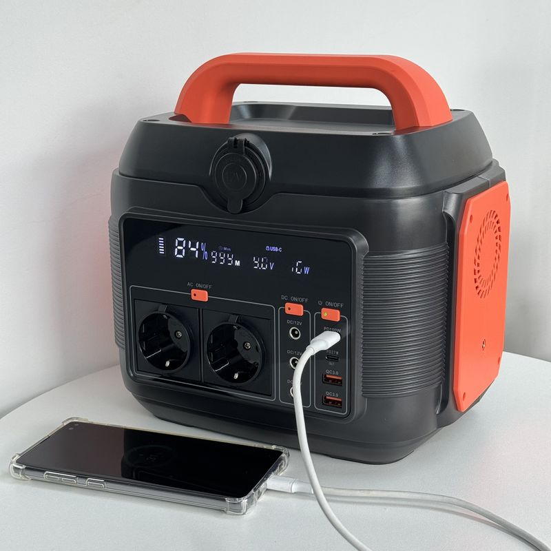 600W पोर्टेबल मोबाइल पावर 6kg नारंगी काला आउटडोर इनडोर आपातकालीन ऊर्जा भंडारण पावर