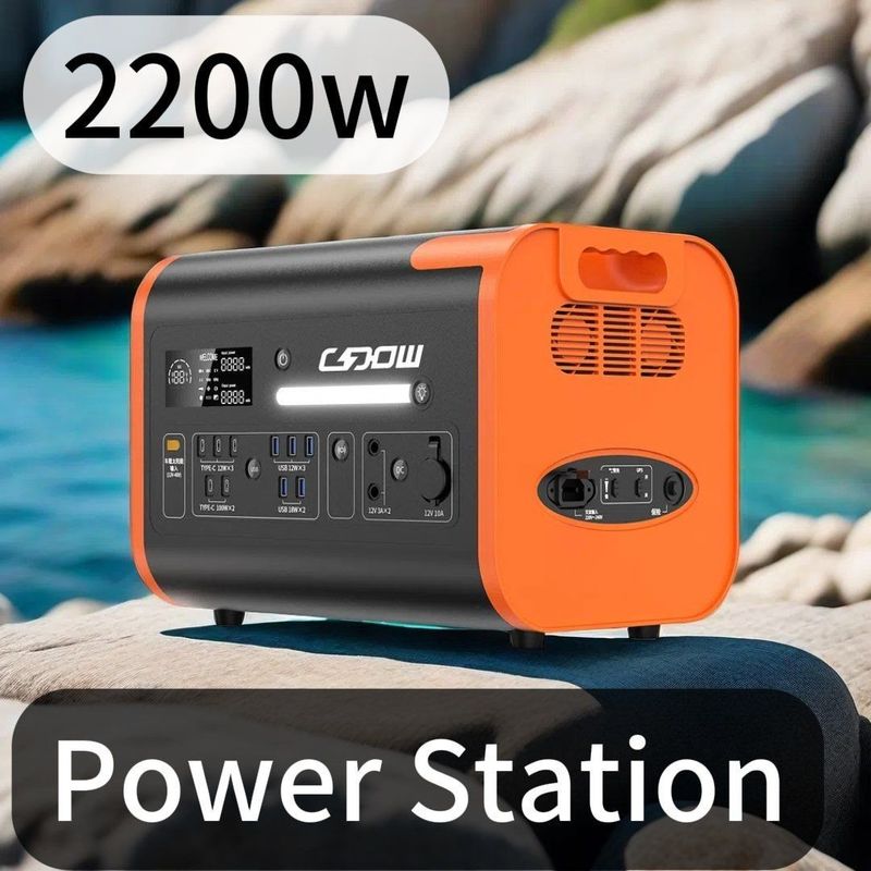ब्लैक कार कैंपिंग के लिए वायरलेस चार्जिंग सोलर पोर्टेबल पावर 2200W मोबाइल स्टैंडबाय बोर्ड