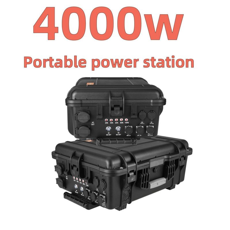 एसी एडाप्टर चार्जिंग मोड आपातकालीन बिजली संयंत्र के लिए 4000W सौर जनरेटर काला रंग