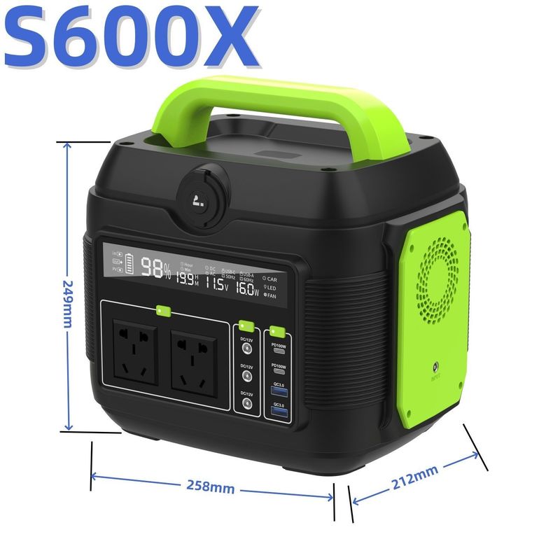 600W लिथियम बैटरी एमपीपीटी कैम्पिंग सोलर चार्जर डायरेक्ट यूएसबी डीसी एसी आउटपुट 110V 220V के साथ