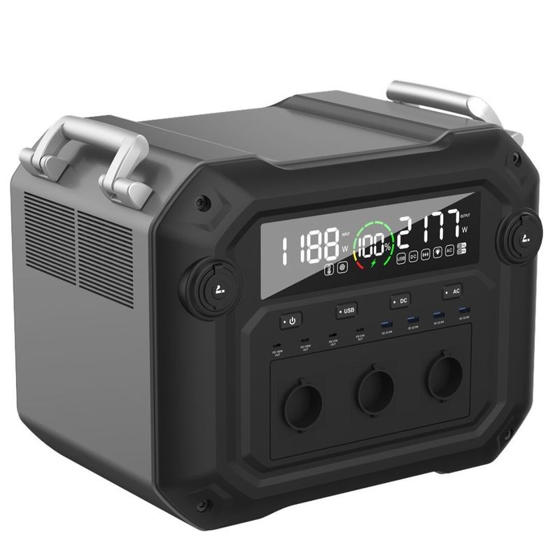 घरेलू पोर्टेबल पावर स्टेशन के लिए 1200W चार्जिंग 2500W हाई पावर सोलर जनरेटर