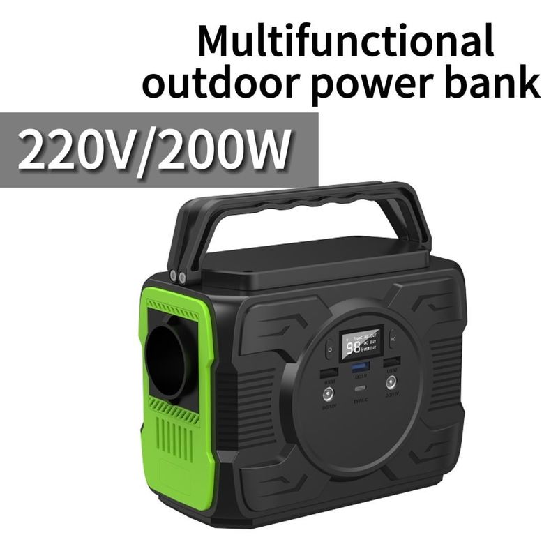 200W पोर्टेबल पावर स्टेशन पॉलिमर सुरक्षित बैटरी स्टोरेज पावर बैंक QC3.0 आउटपुट के साथ
