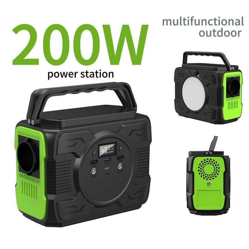 12V/3A प्रकार C इनपुट/आउटपुट 200W लिथियम बैटरी के साथ शिविर सौर ऊर्जा स्टेशन