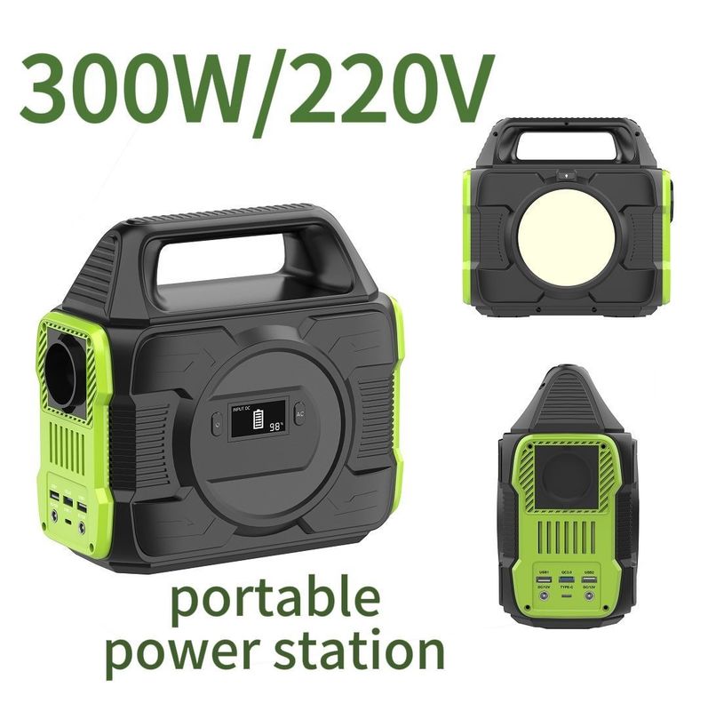 सौर पैनल के साथ 110V 220V एमपीपीटी 300W पुनर्नवीनीकरण आपातकालीन पोर्टेबल बैटरी पावर बैंक