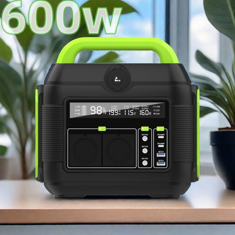 एमपीपीटी सौर जनरेटर 600W 576Wh 14.4V 40Ah 160000mAh रिवील एलसीडी पोर्टेबल पावर स्टेशन