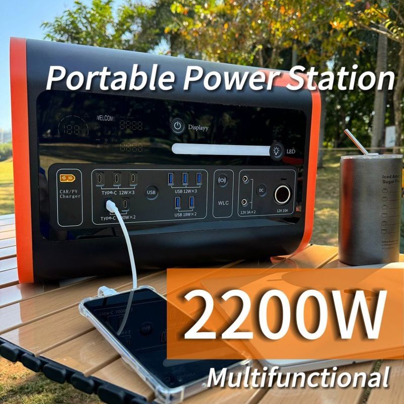 एसी शुद्ध साइन वेव आउटपुट 2200W/2048wh/40ah सौर जनरेटर कैंपिंग पोर्टेबल पावर स्टेशन
