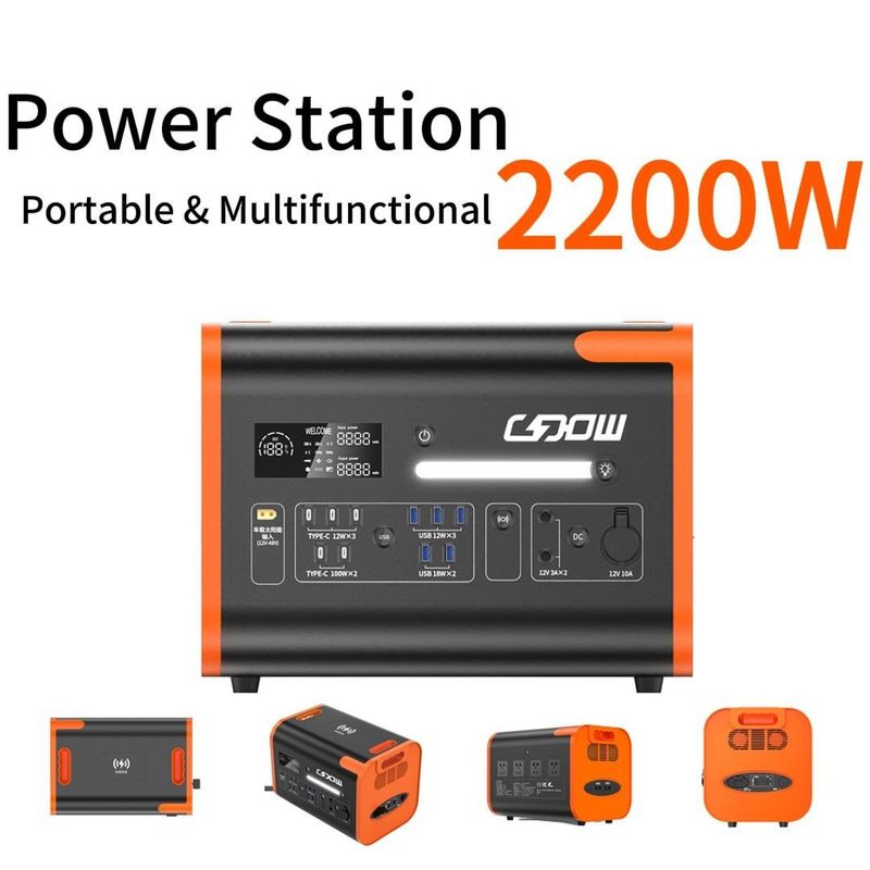 90 मिनट चार्जिंग समय मोबाइल बिजली स्टेशन के लिए 2200W उच्च शक्ति सौर जनरेटर
