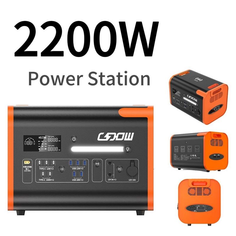 आपातकालीन शिविर के लिए पोर्टेबल बैकअप बैटरी सोलर पावर स्टेशन 2200W 2000W 2500W