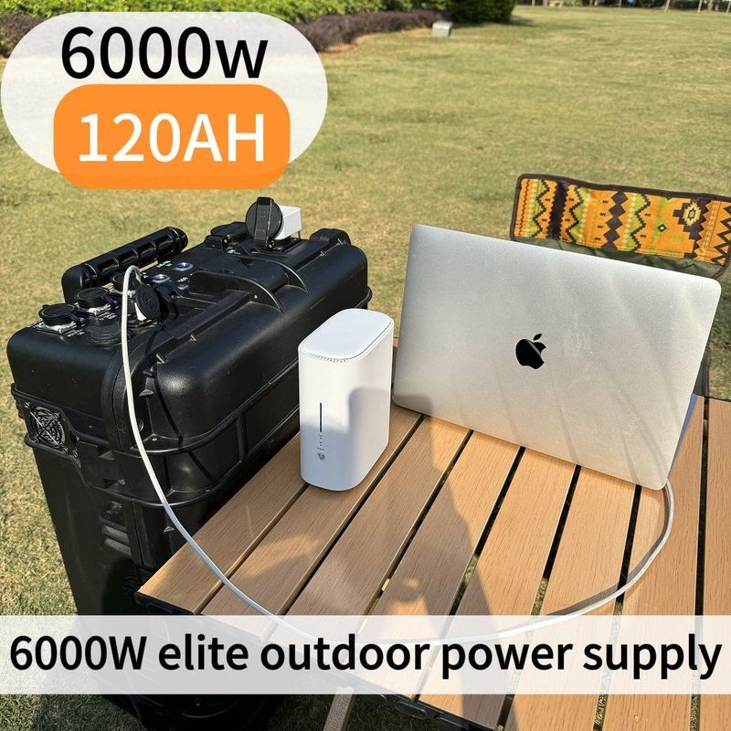 6000W 120ah उच्च शक्ति आउटपुट सौर जनरेटर आपातकालीन स्टैंडबाय पावर स्टेशन 1 के साथ