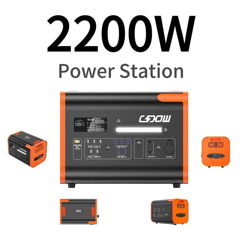 2200W 2000W 2500W एसी चार्जिंग और टाइप सी यूएसबी आउटपुट के साथ पोर्टेबल बैटरी पावर स्टेशन
