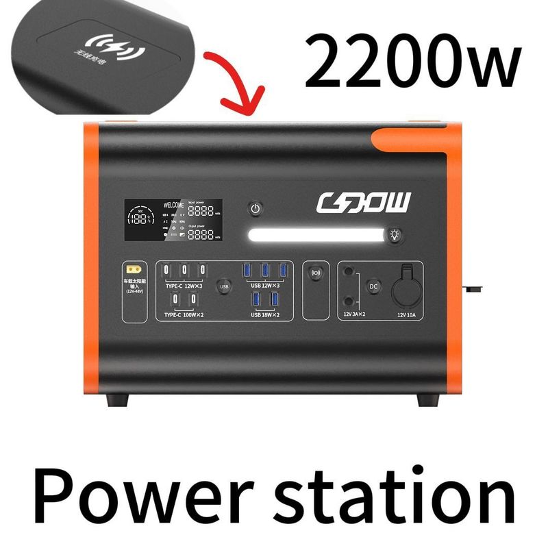 बाहरी गतिविधियों के लिए 1800W-2400W ब्लैक एसी/डीसी इन्वर्टर आपातकालीन ऊर्जा जनरेटर
