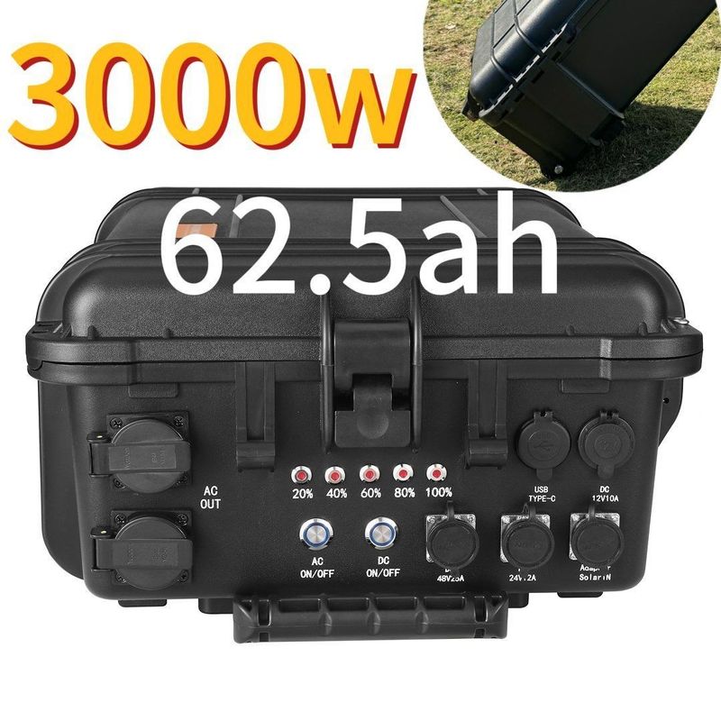 बाहरी आपातकालीन चार्जिंग 3000W 62.5ah पोर्टेबल पावर स्टेशन 6-7h चार्जिंग समय के साथ