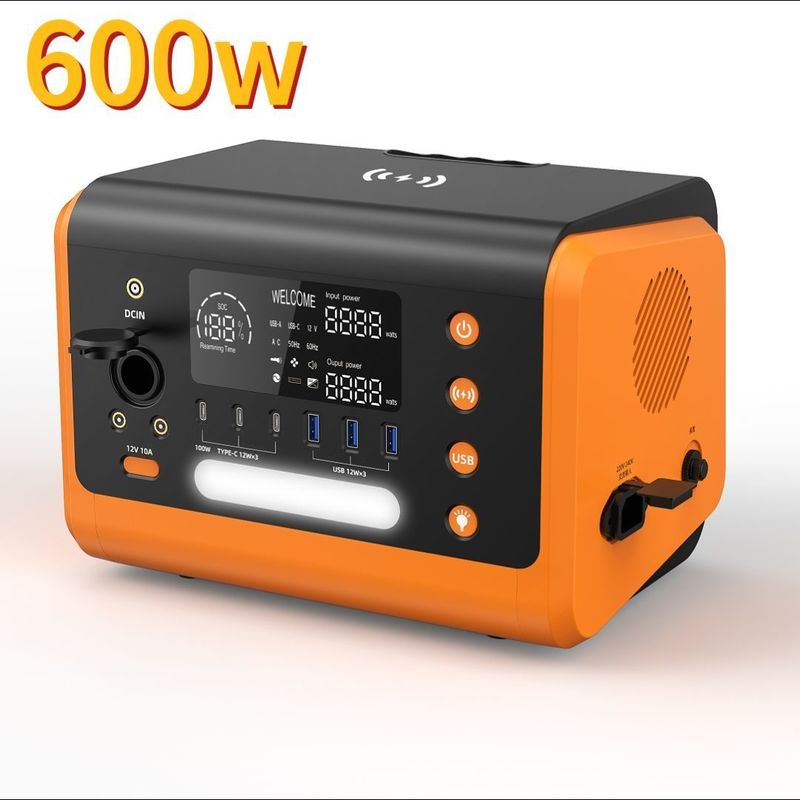 आपातकालीन स्टैंडबाय स्टोरेज 600W तेजी से चार्ज के साथ पोर्टेबल आउटडोर पावर स्टेशन 1 घंटा