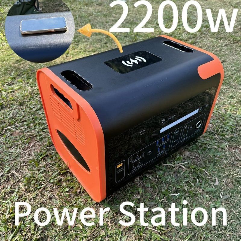 800W सौर चार्जिंग काला और नारंगी आउटडोर कैंपिंग पोर्टेबल एनर्जी हब 2kw पावर स्टेशन