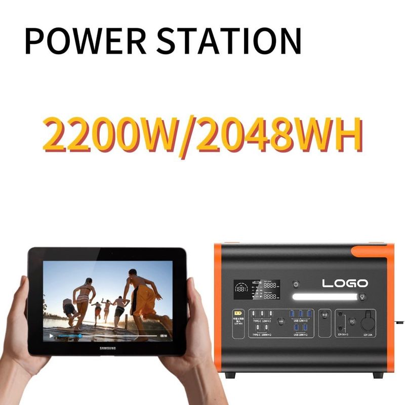 सभी संगत उपकरणों के लिए बड़ी क्षमता 2400W सौर चार्ज आउटडोर पावर स्टेशन