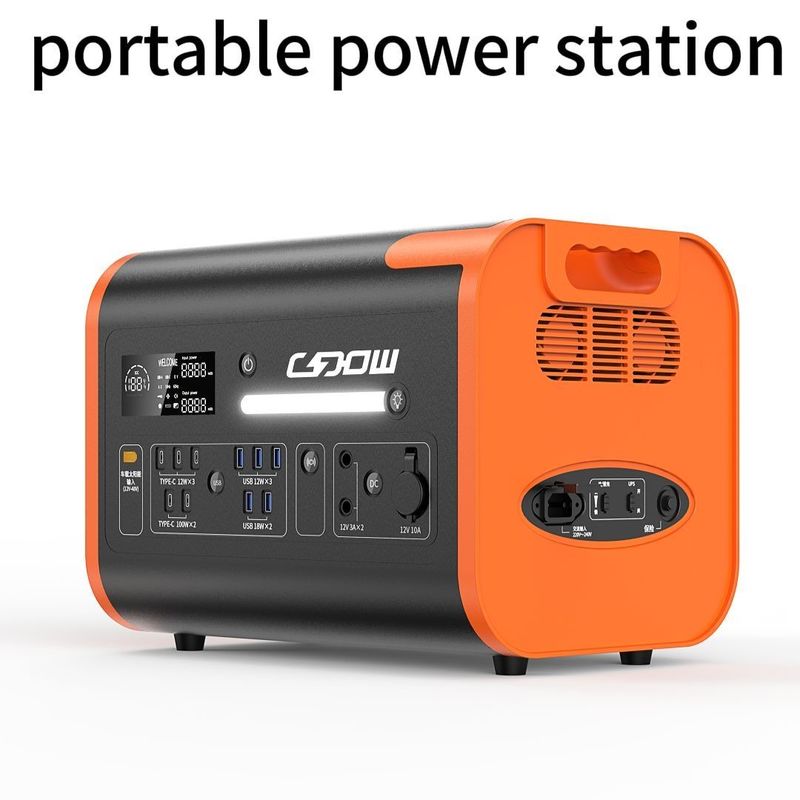 110V/220V मोबाइल AC/DC रिचार्जेबल 2200W पोर्टेबल पावर स्टेशन AT22 रंग नारंगी काला