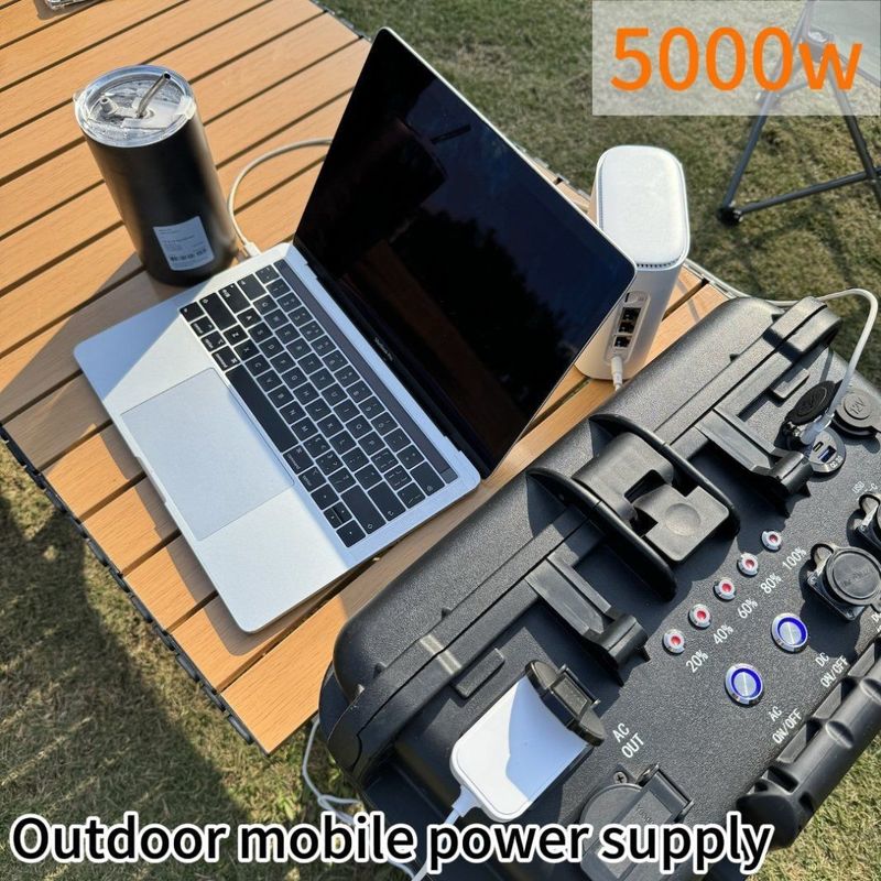 होम आउटडोर एसी लाइफपीओ4 सोलर जनरेटर 5000W पावर स्टेशन काली रंग में ODM/OEM द्वारा