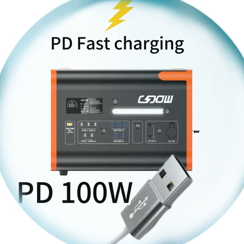 2200W/2000W/2400W एलसीडी डिस्प्ले के साथ पोर्टेबल पावर स्टेशन नारंगी काला अनुकूलन योग्य