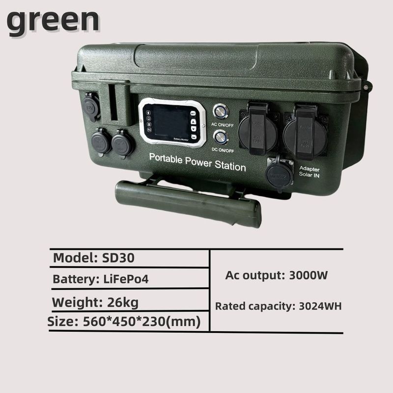 आउटडोर कार्य शिविर आपातकालीन 110V/230V/3000W पावर स्टेशन एसी/डीसी/यूएसबी पोर्ट के साथ